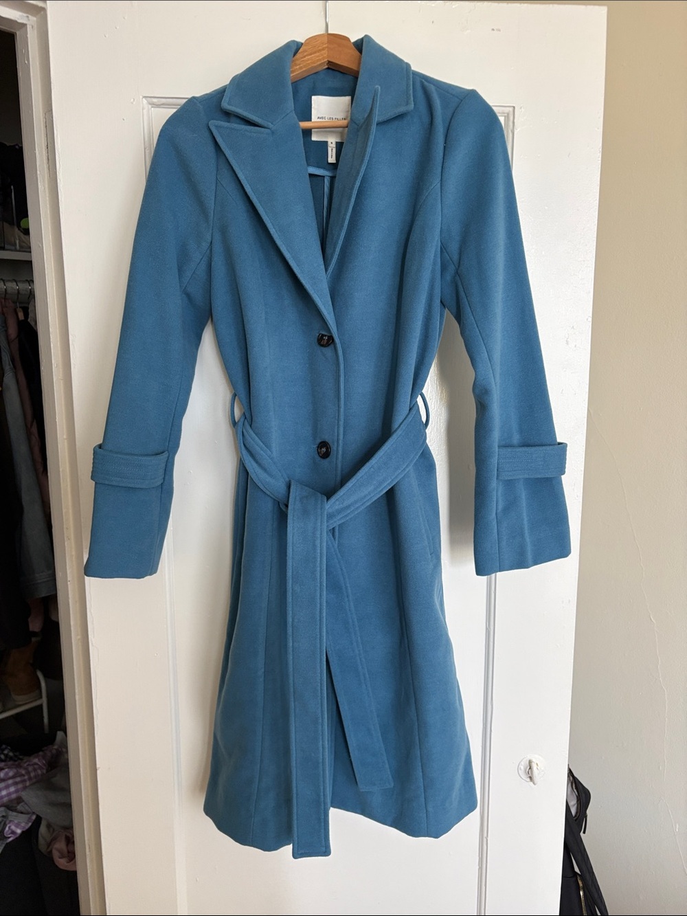 Avec Les Filles Teal Belted Pea Coat